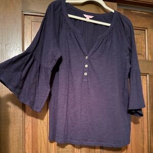 Lilly Pulitzer Navy Blue Blouse with Button Detail
